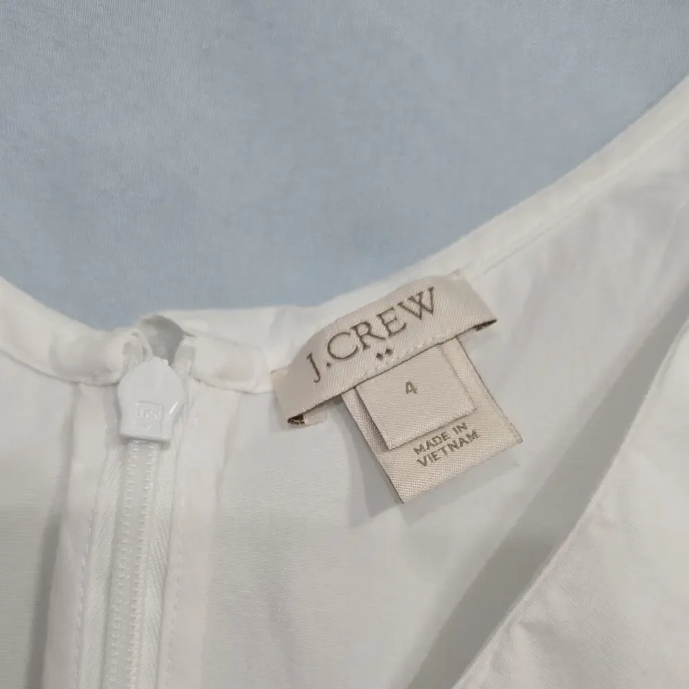 J.CREW Womens 4 White Ruffle Sleeveless V-Neck Woven Cotton Blouse - Picture 2 of 8